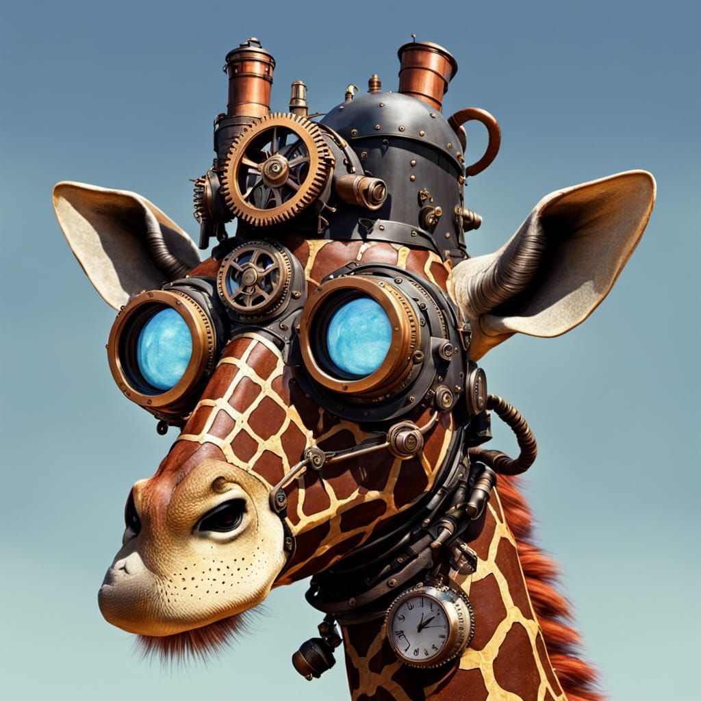 Headshot of a Steampunk giraffe