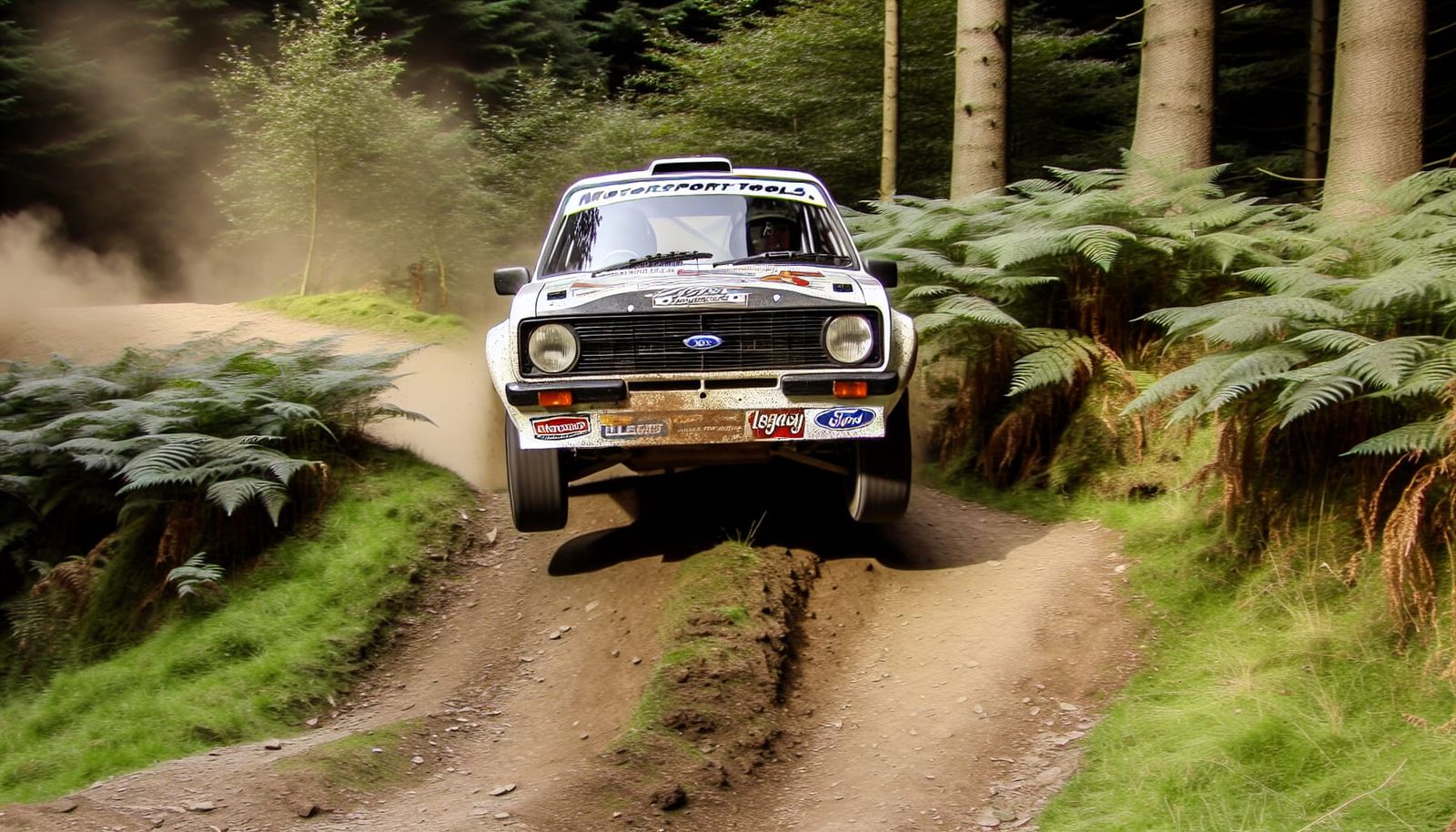 Classic Rally Car Mid-Air on Dirt Track