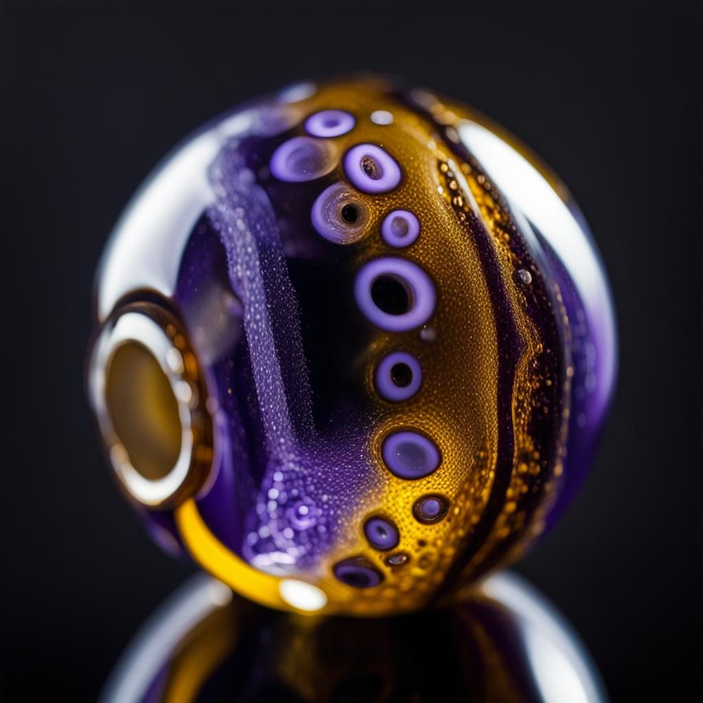 Translucent Violet and Gold Murano Bead Macro