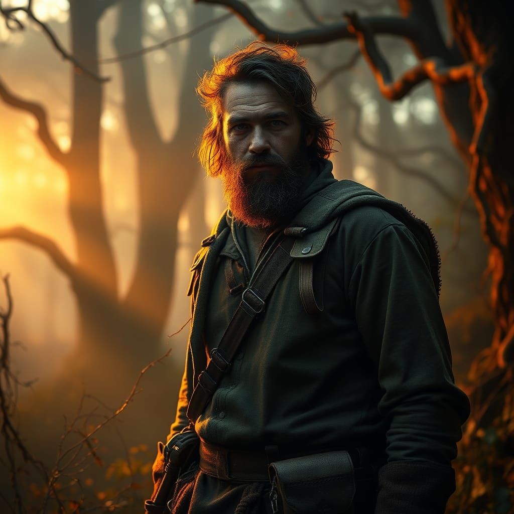Mystical Forest Hunter in Cinematic Style