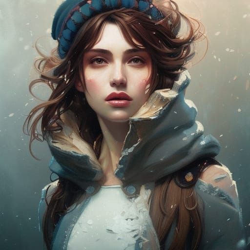Detailed Portrait of a Winter Woman