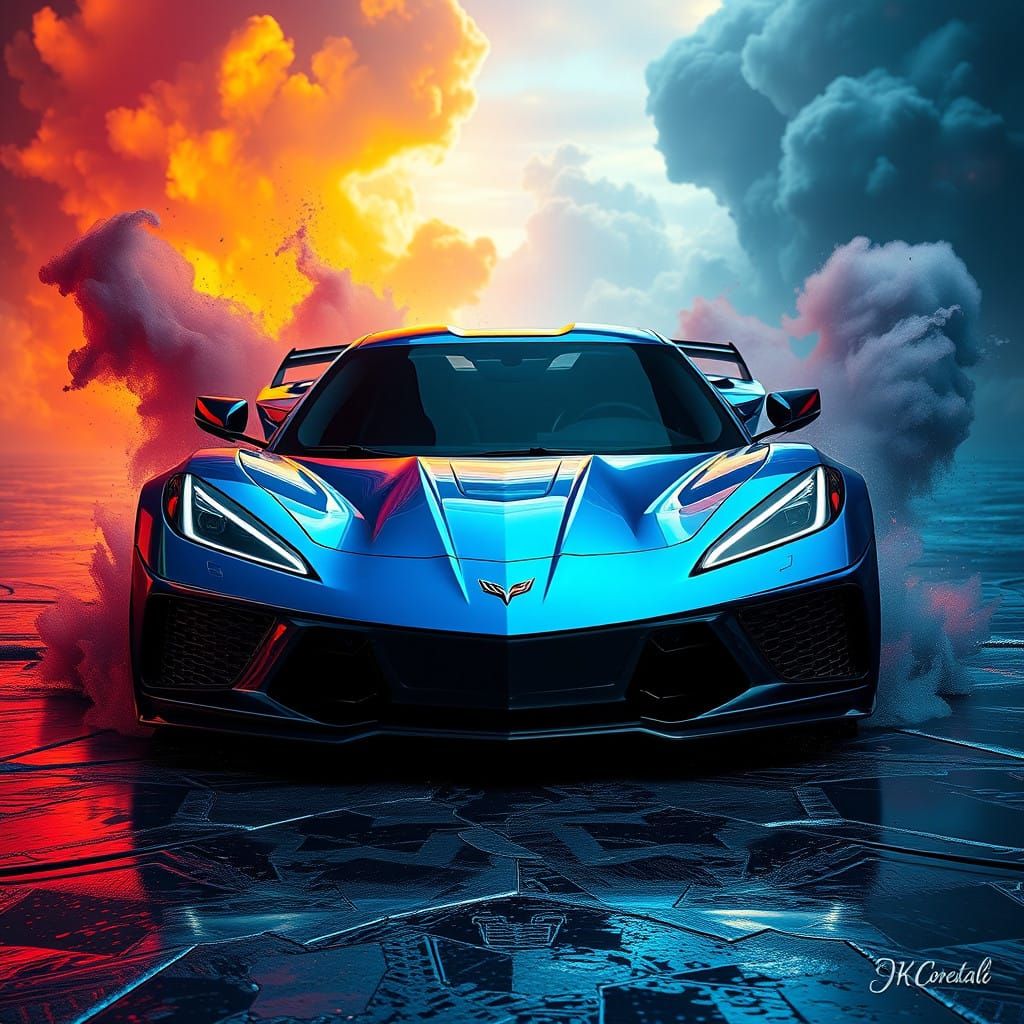 Sleek Chevrolet Corvette ZR1 Emerges from Vibrant Dreamscape...