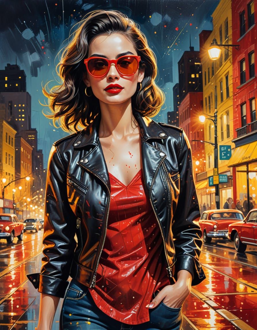 1950s Fashion Illustration in Oil on Canvas