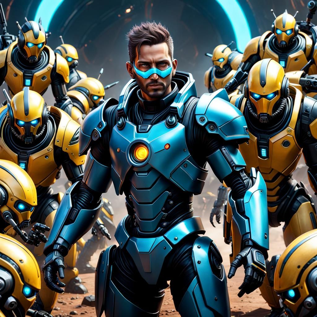 Technomancer and Robotic Minions in Airbrush Style