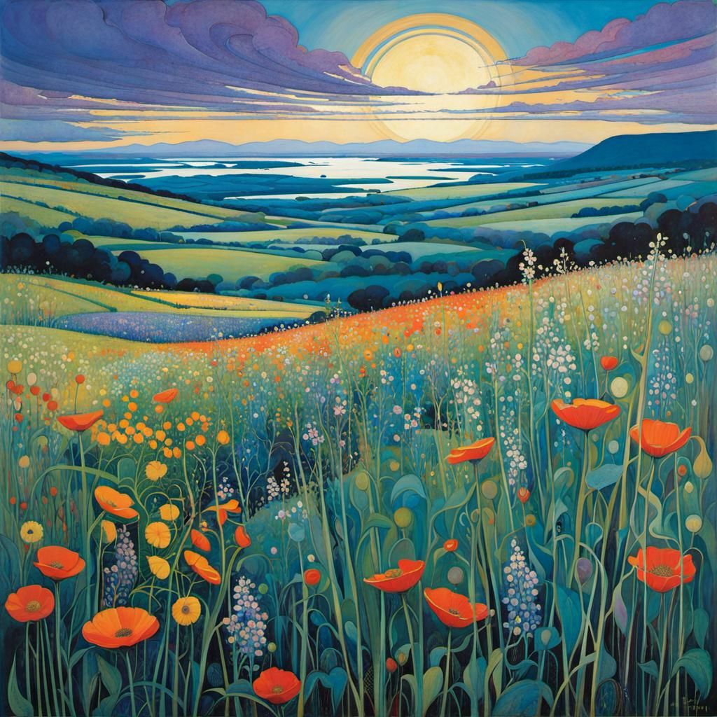 Wildflowers in Art Nouveau Style