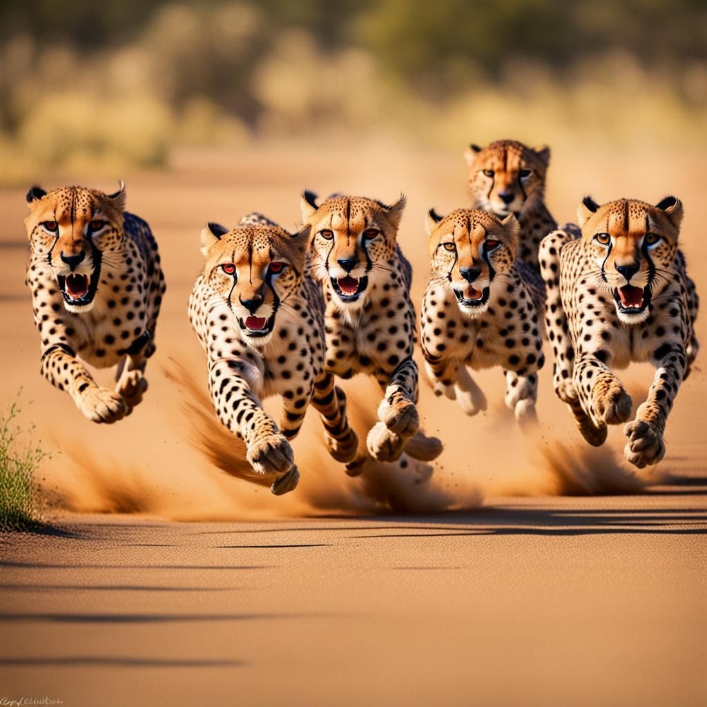 Cheetahs Sprinting: A Sinister, Dynamic Scene