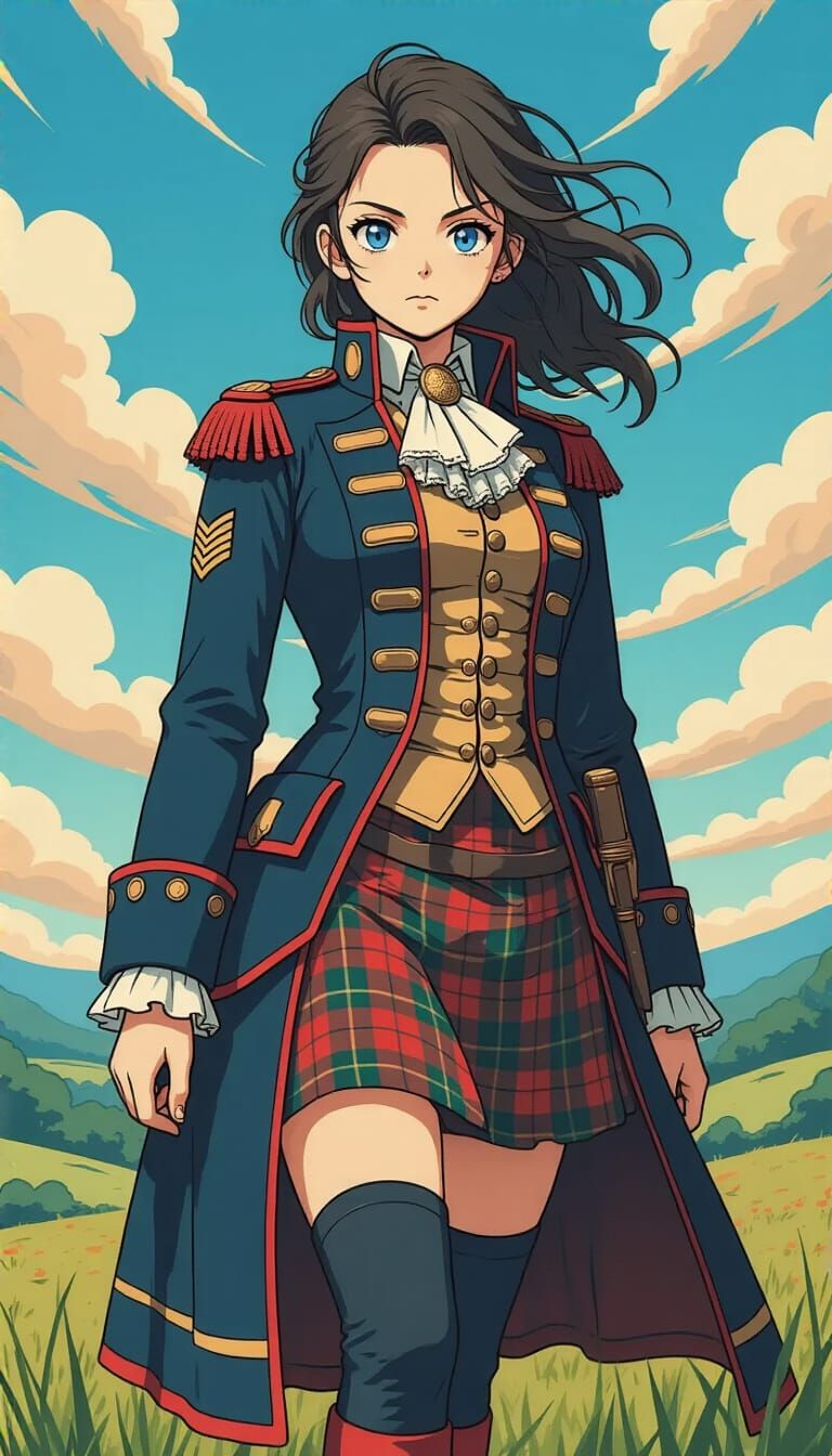 Young Woman in 18th Century Scottish Uniform