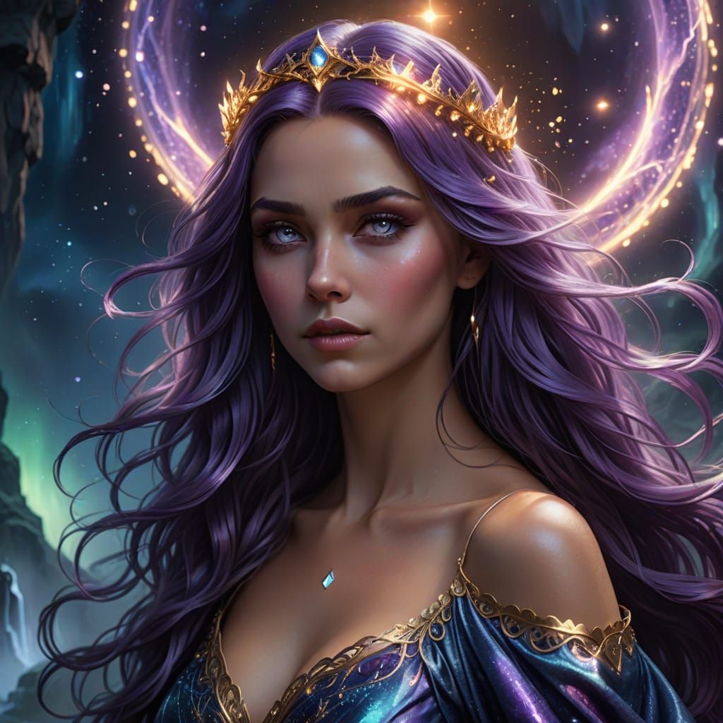 Regal Goddess in Ethereal Aura, Fantasy Concept Art