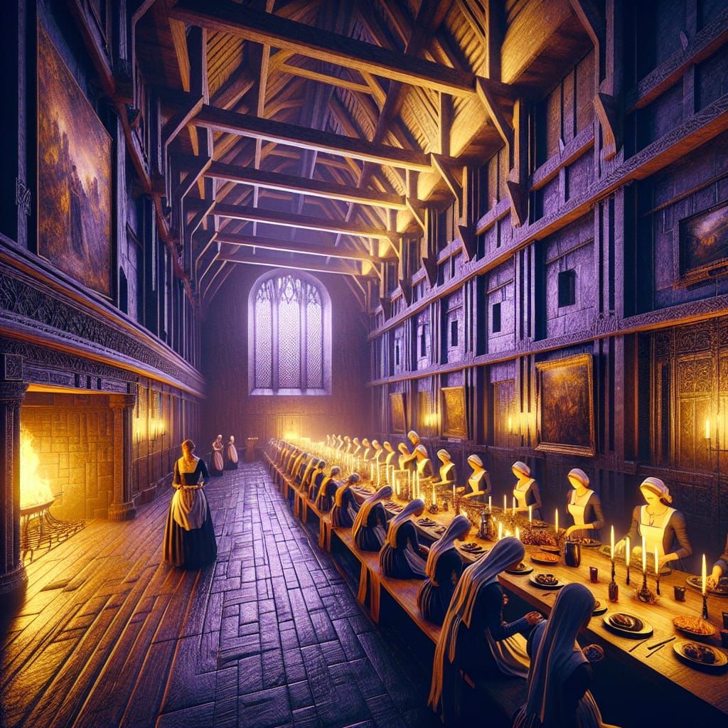 Candlelit Feast in Dark Castle Concept Art