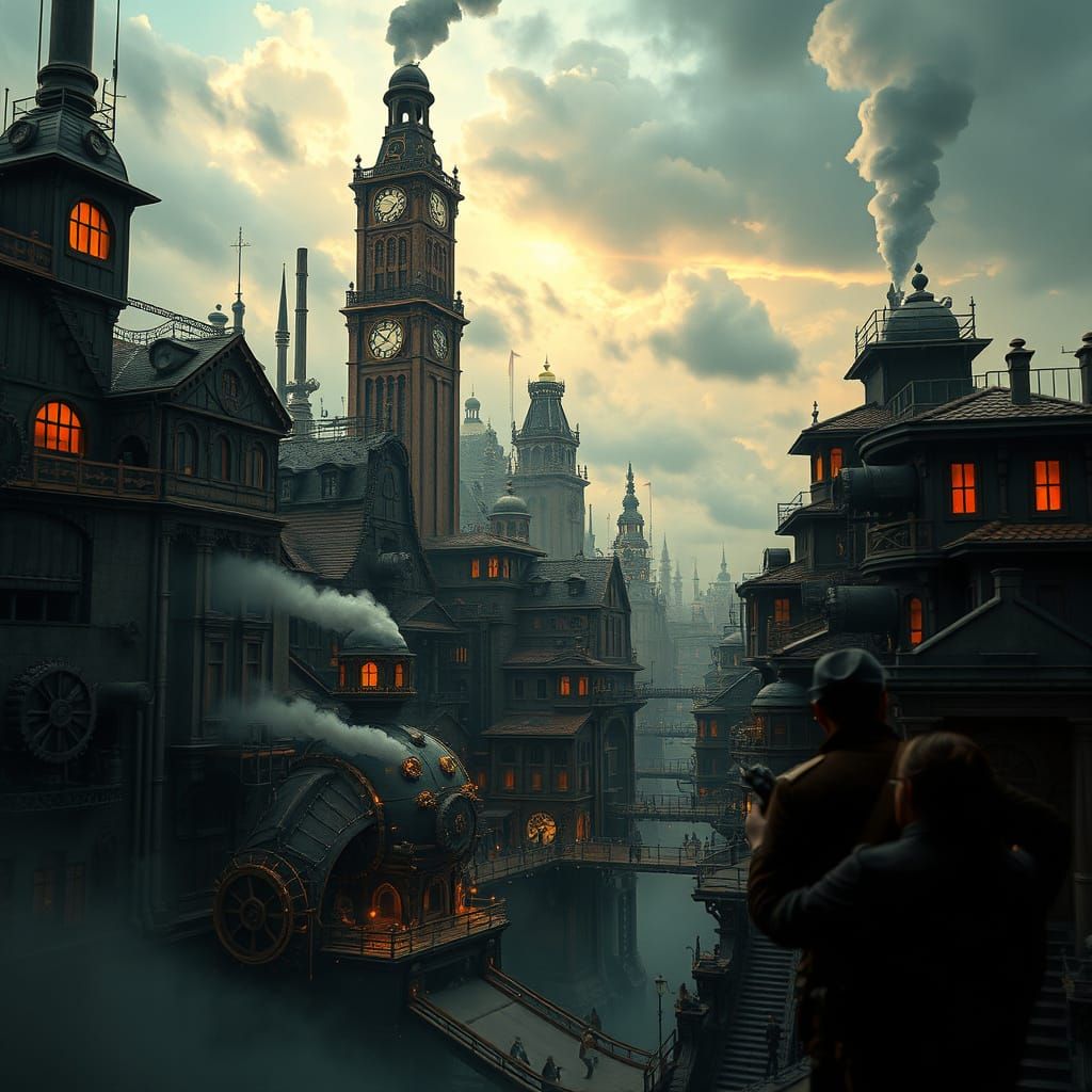 Steampunk Explorer Discovers Cloud City in Cinematic Style