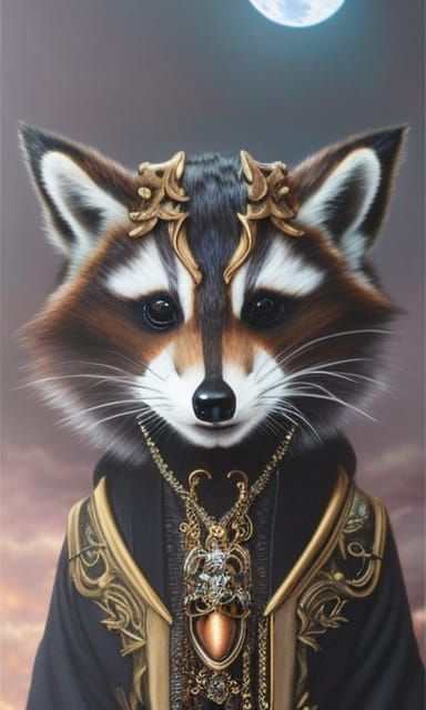 Gothic Anime: Raccoon Girl in Surrealist Style