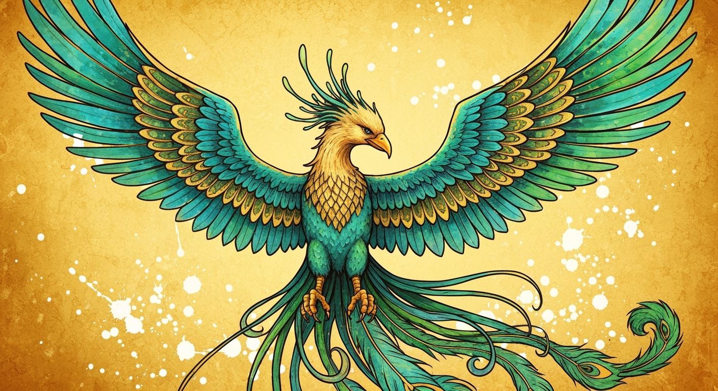 Majestic Phoenix in Art Nouveau Style