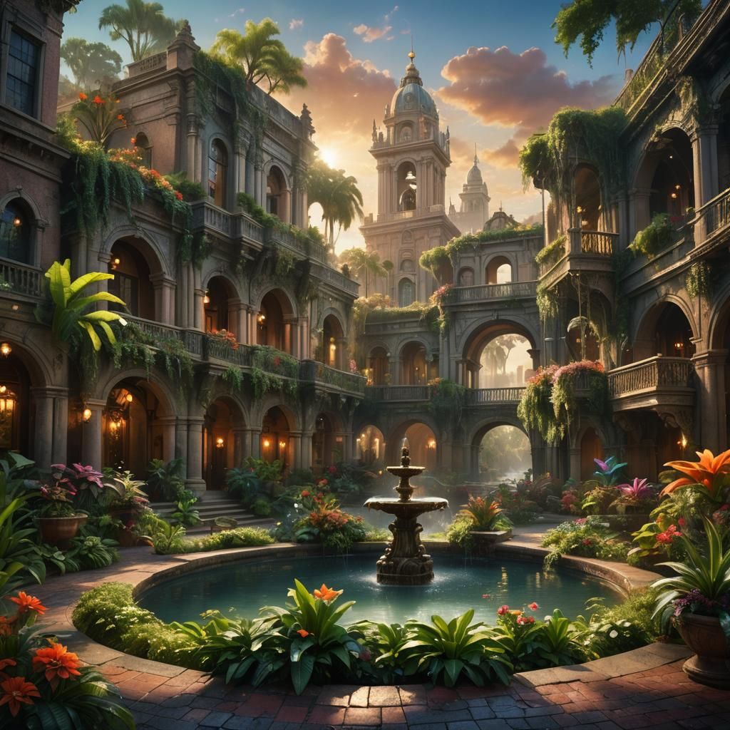 Lush Tallahassee Cityscape: Fantasy Concept Art