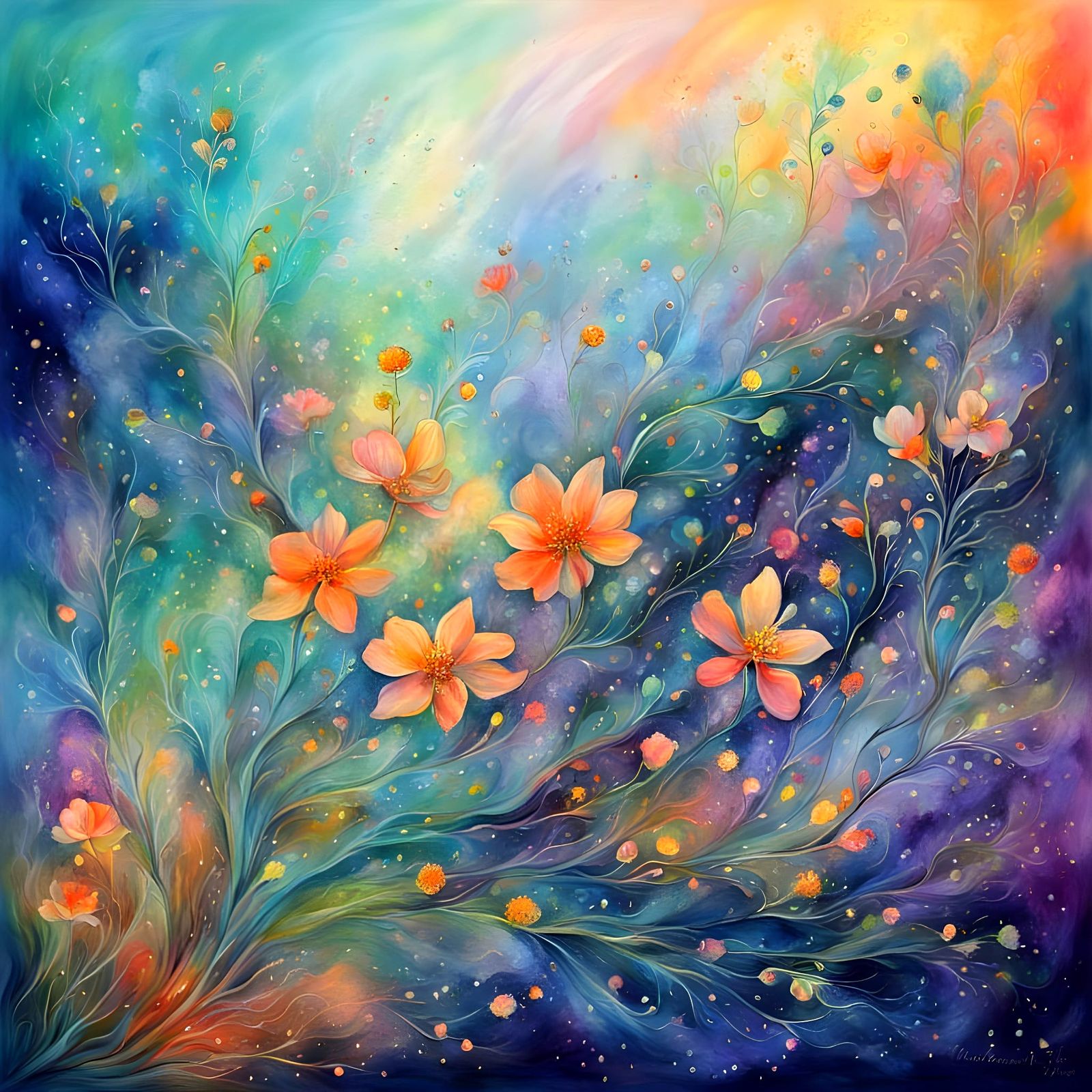 Ethereal Florals in Vibrant Pastel Hues