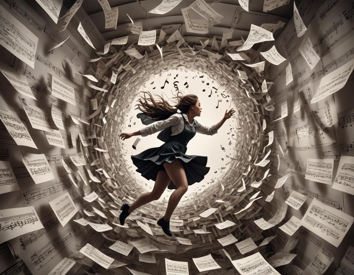Woman Falling into Musical Portal