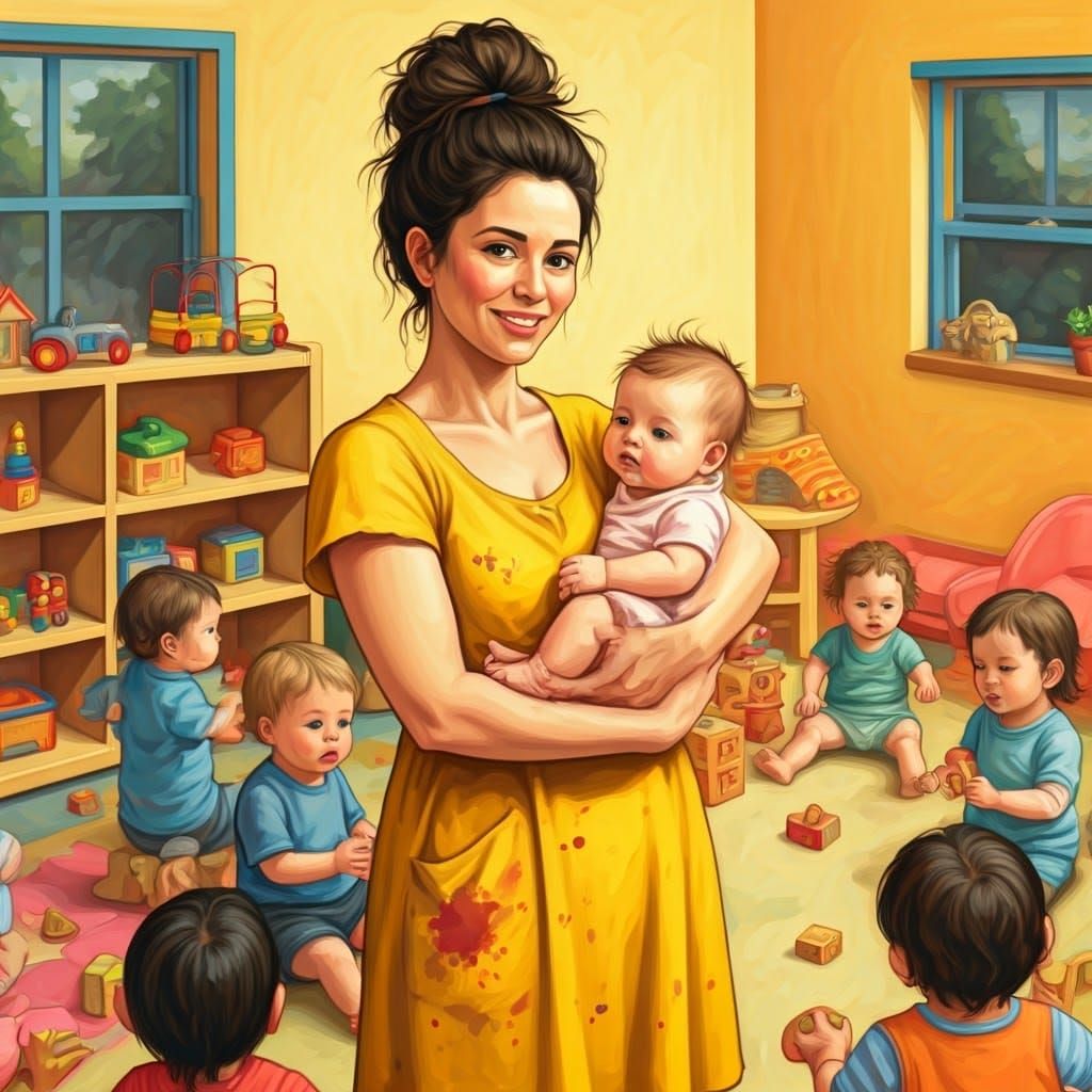 A Warm and Patient Daycare Teacher Amidst Chaos