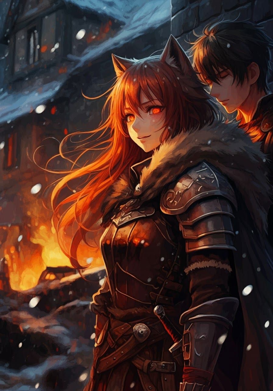 Anime Girl in Ruined Street, Impressionism Graphic Novel