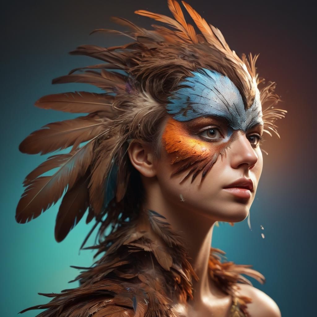 anthropomorphic female bird