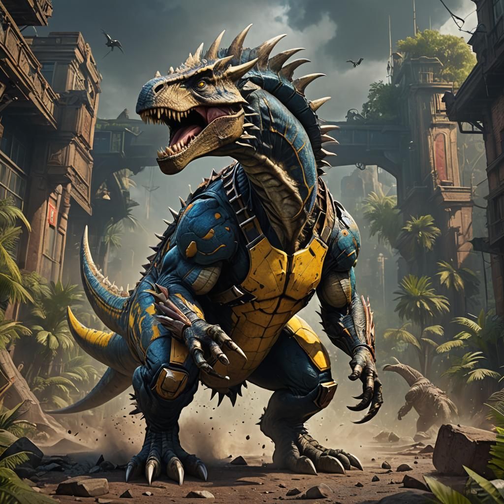 Dinosaur as Wolverine: Detailed Fantasy Concept Art