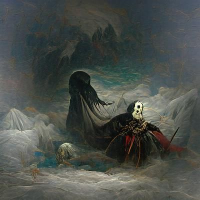 The Eternal Reaper in Engraving Style