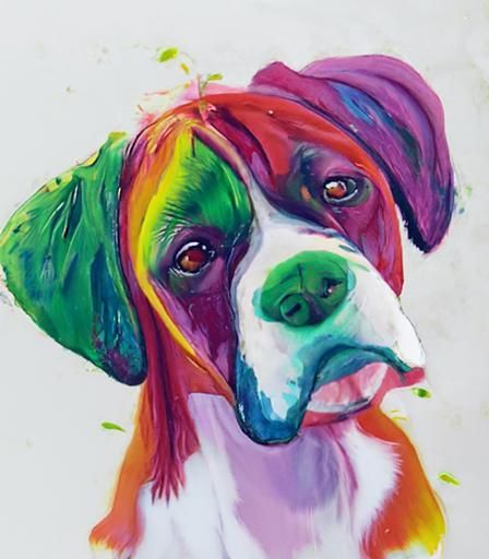 Colorful Acrylic Painting of a Cute Baby Dog