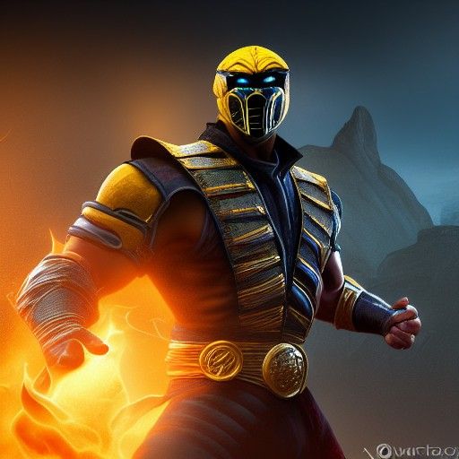 Mortal Kombat Scorpion in Pixar 3D Style