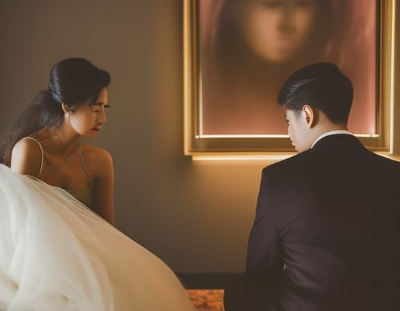 Melancholic Lovers Converse in Impressionist Oil Painting