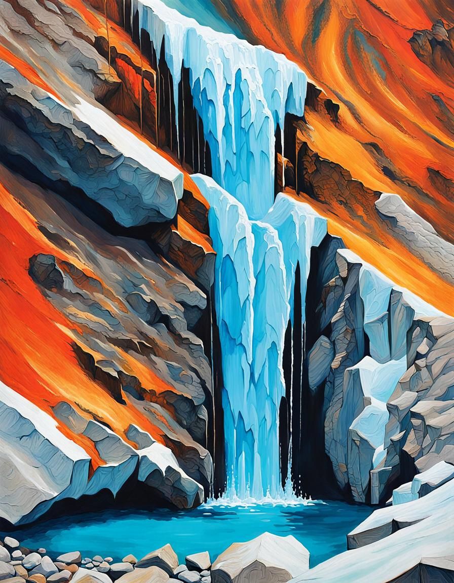 Abstract Fountain of Glacial Water Art