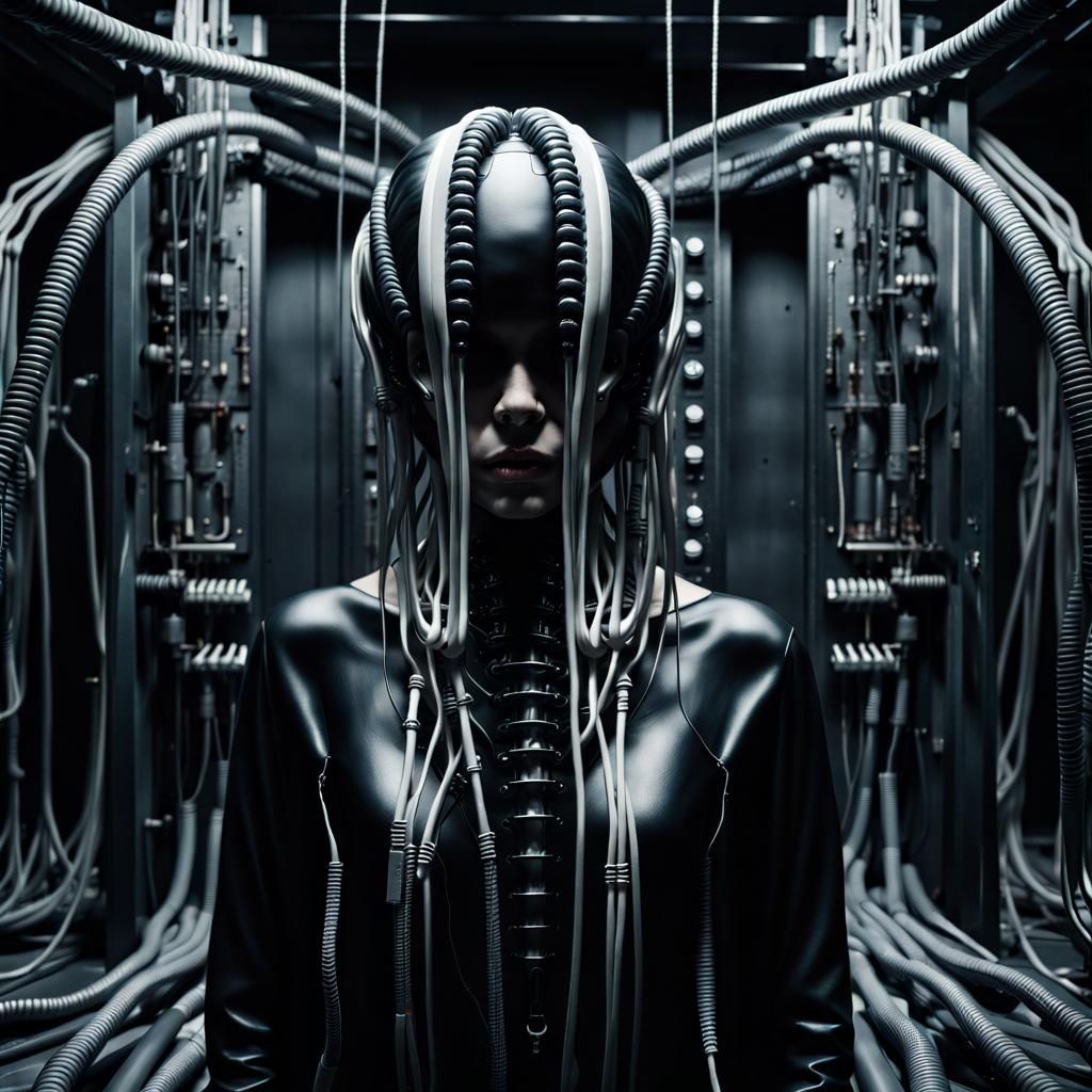 Dark Portrait in H.R. Giger Alien Style