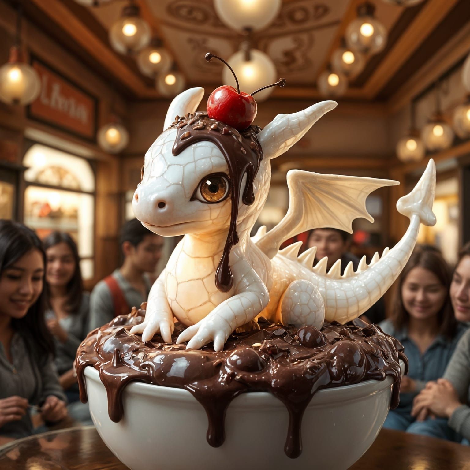 Mischievous Dragon in Ice Cream: Studio Ghibli Meets Mucha