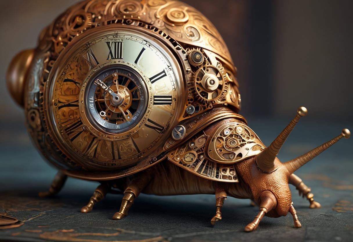 Steampunk Clockwork Snail with Intricate Gears