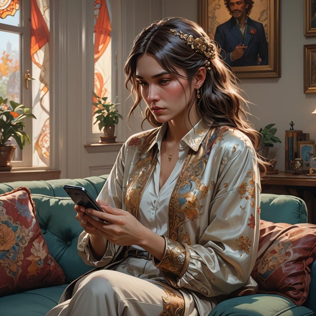 Detailed Portrait of Person Holding Phone