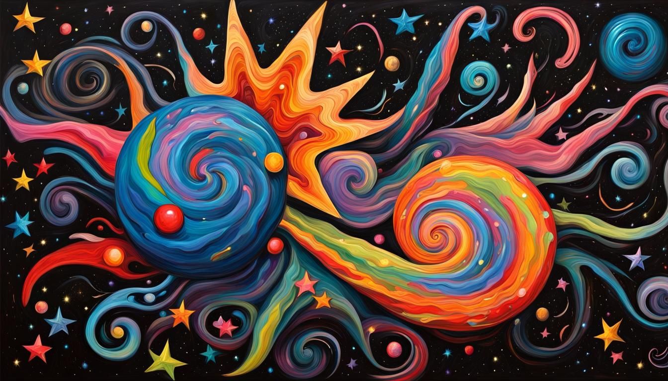 Electromagnetic Star in Impasto Painting Style