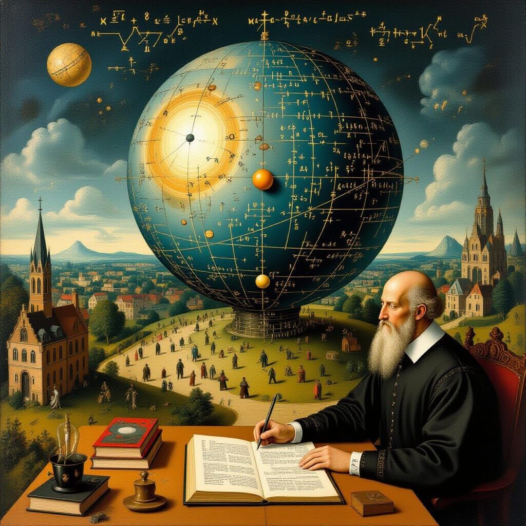 Philosophical World in Style of Bosch, Mathematical Equation...