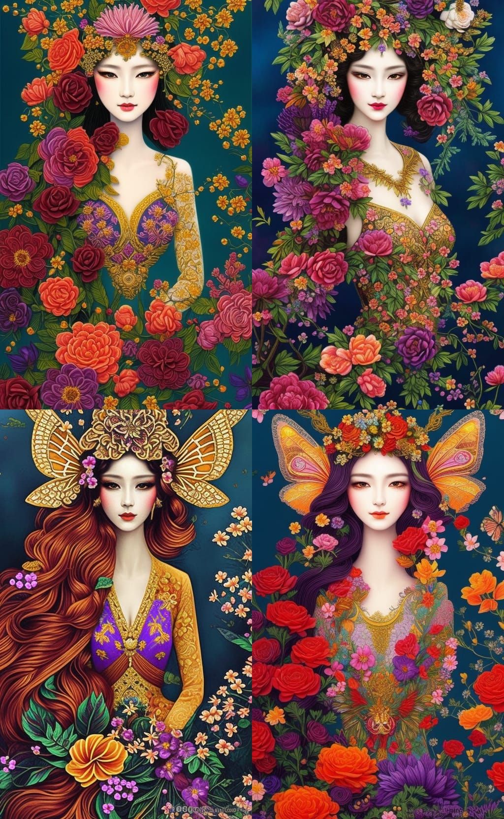 Floral Woman Portrait in Fairy Tale Style