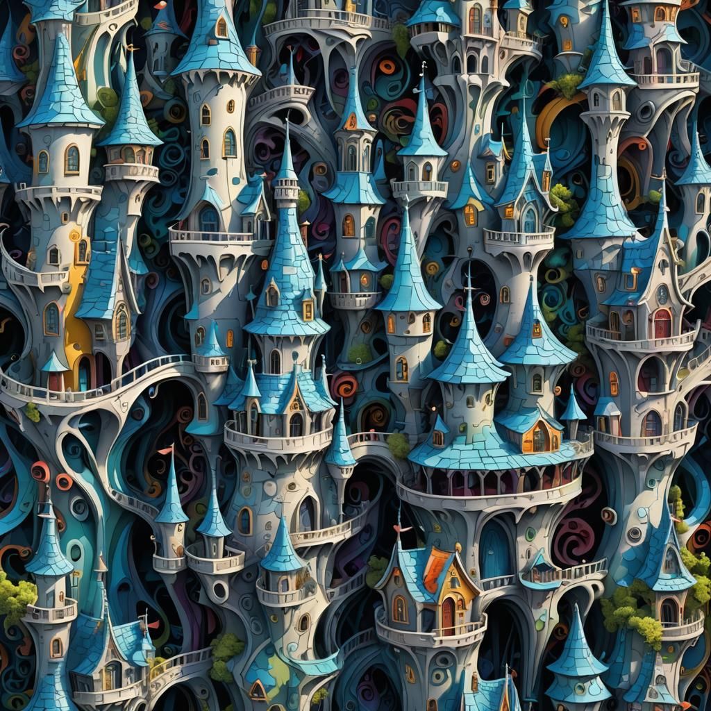 Wonky Gothic Castle in Dr. Seuss Style