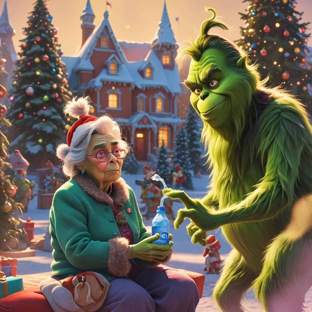 Pixar Grandma Meets the Grinch: Whimsical 3D Art