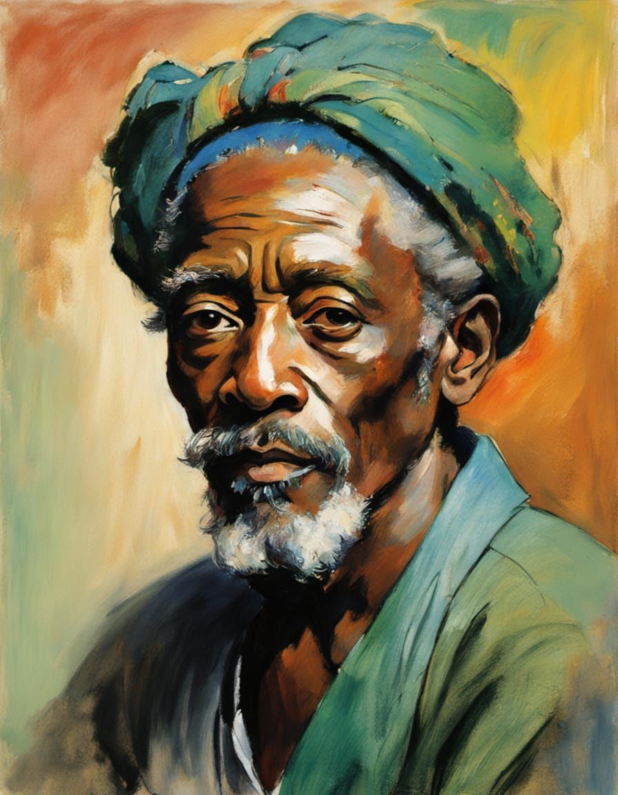 Surreal Reggae Singer Portrait in Soft Pastel