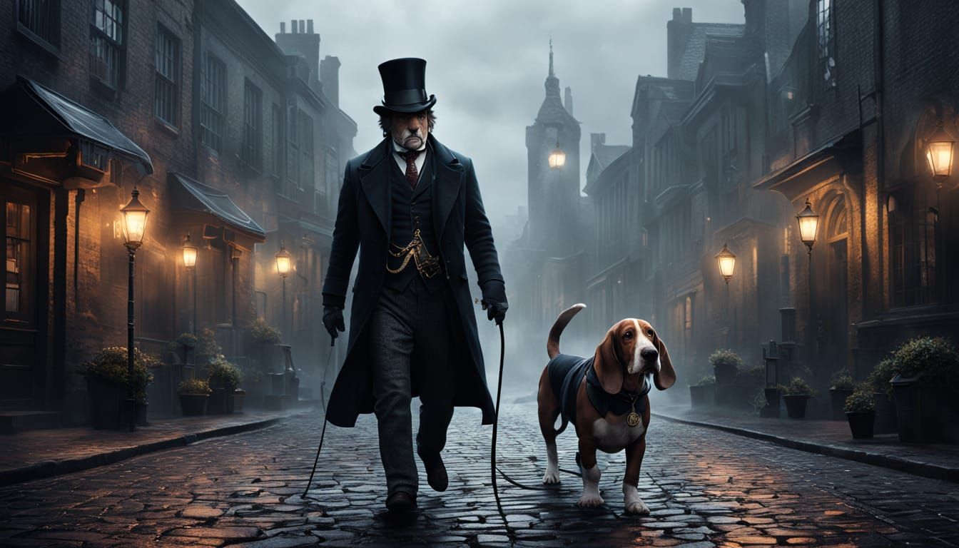 Distinguished Basset Hound Steps Through Time Portal