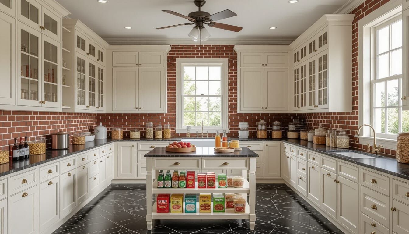 Victorian Storage Room with Island and Rich Details