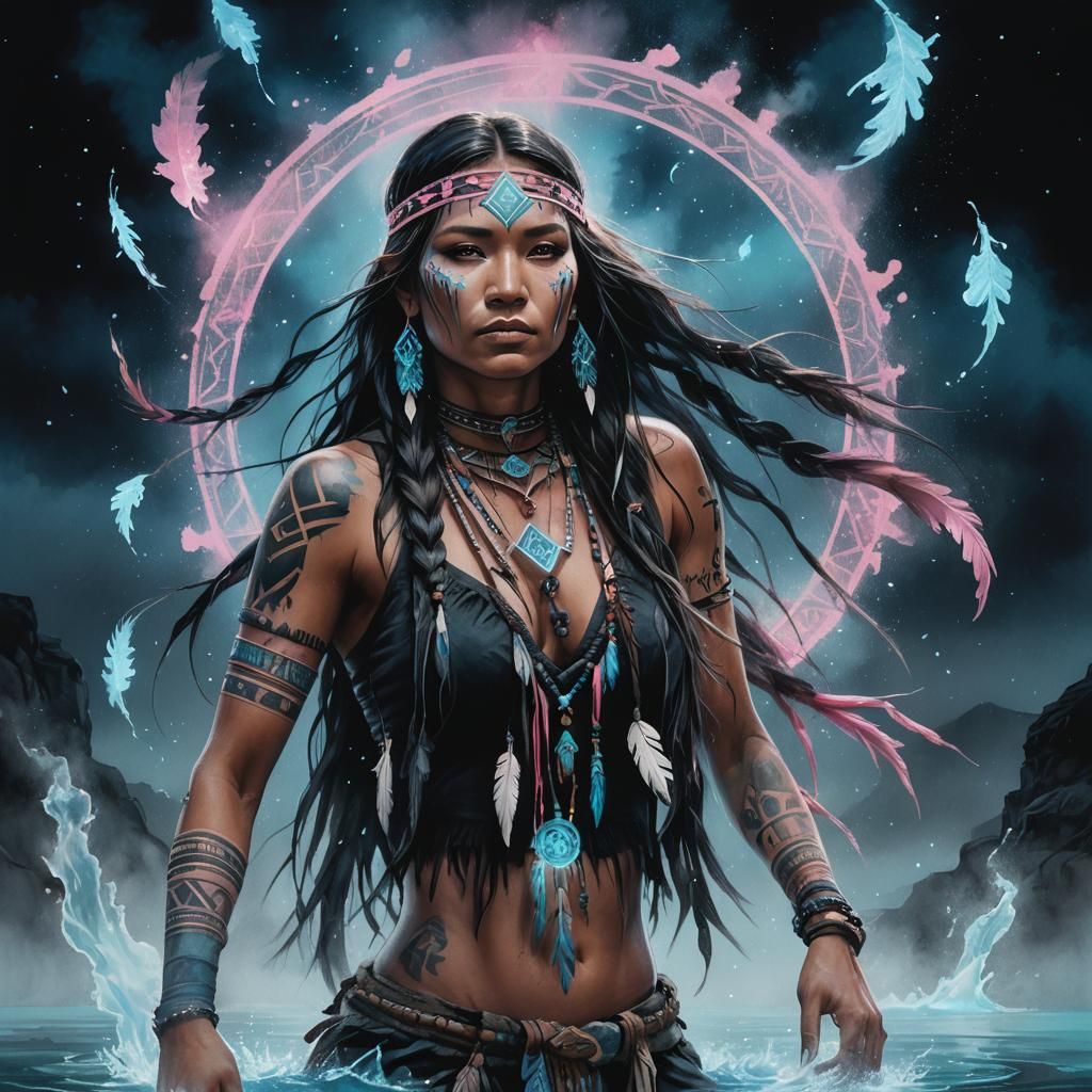 Bioluminescent Tiano Rune Native American Mystical Art