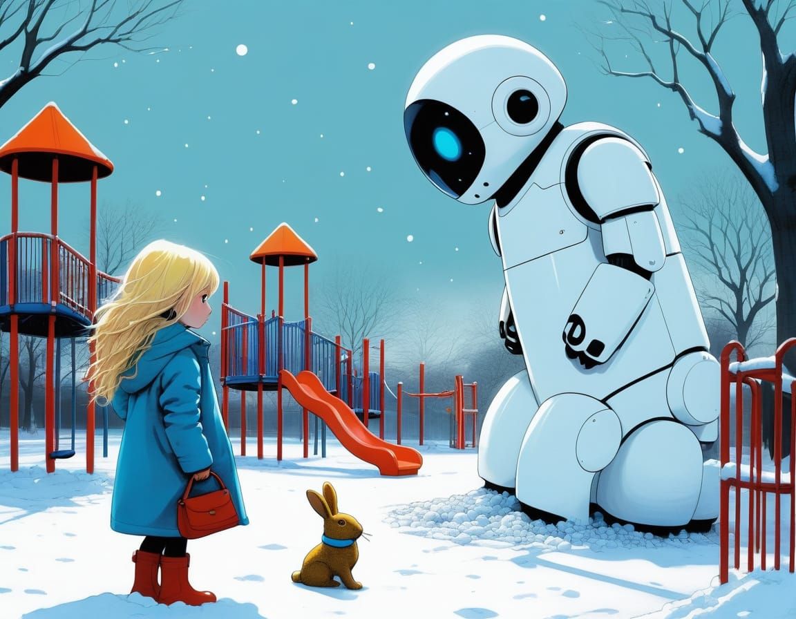 Girl Meets Android in Bioluminescent Playground