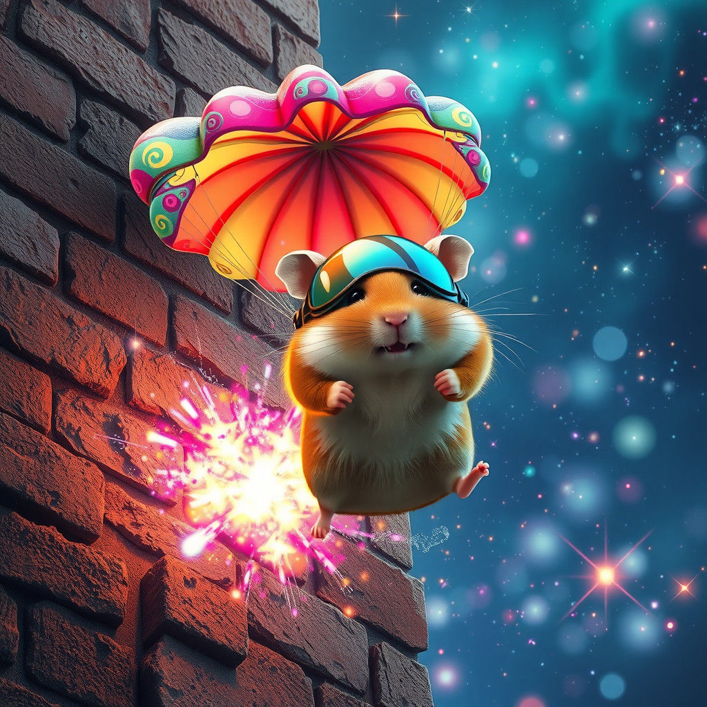 Hamster Skydiver's Explosive Landing: 3D Anime Art