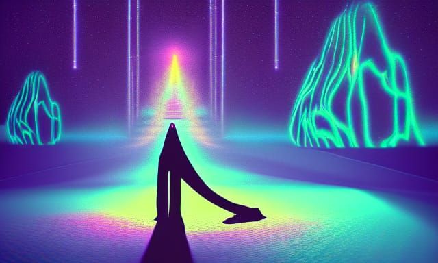 Ethereal Glitchcore: Surreal Fantasy Landscape