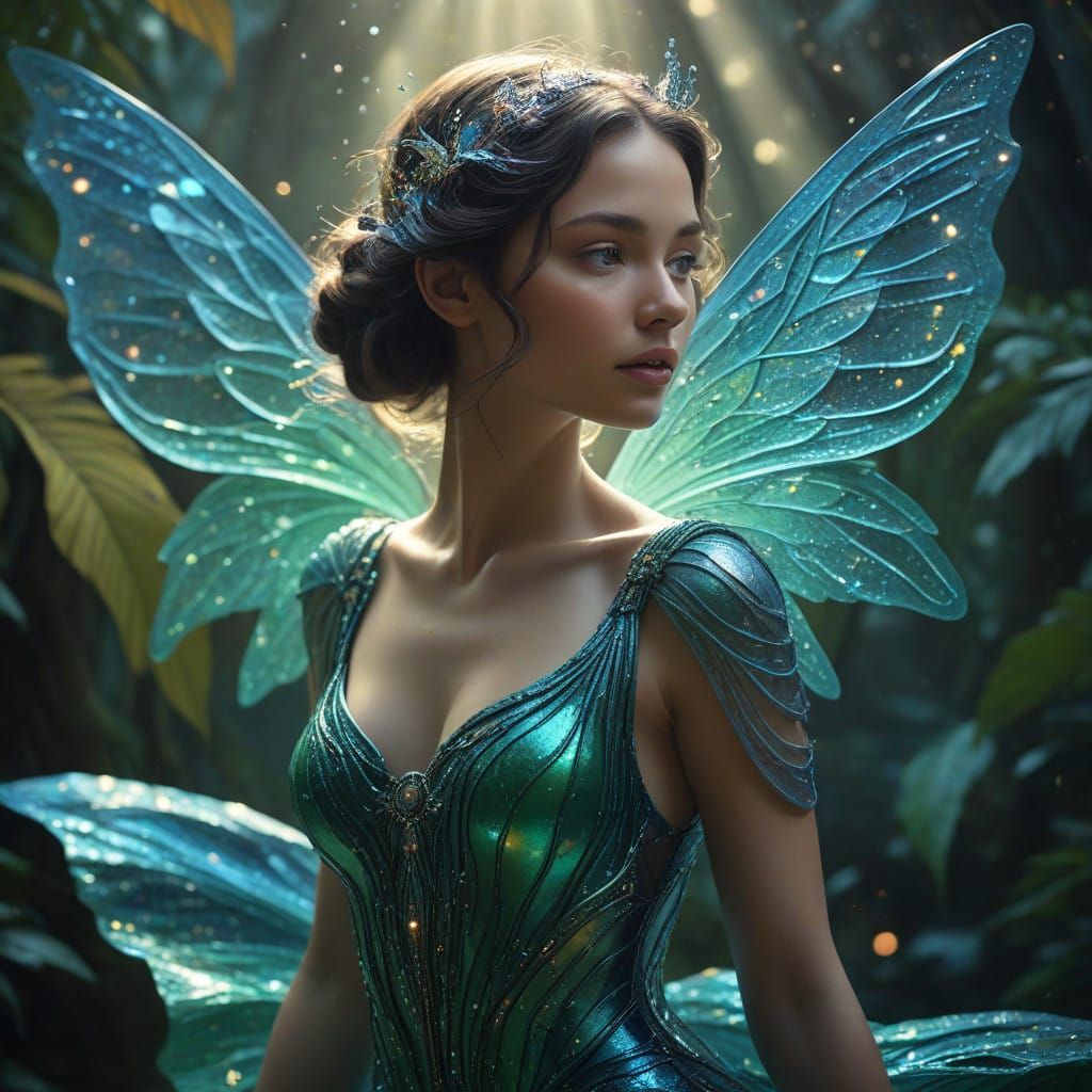 Ethereal Fairy Wings in Cosmic Dreamscape with Iridescent Sh...