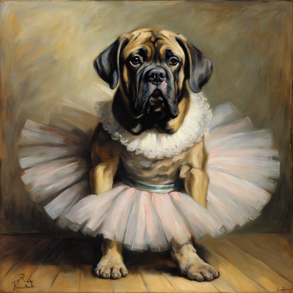 Mastiff Ballerina in Elegant Tutu