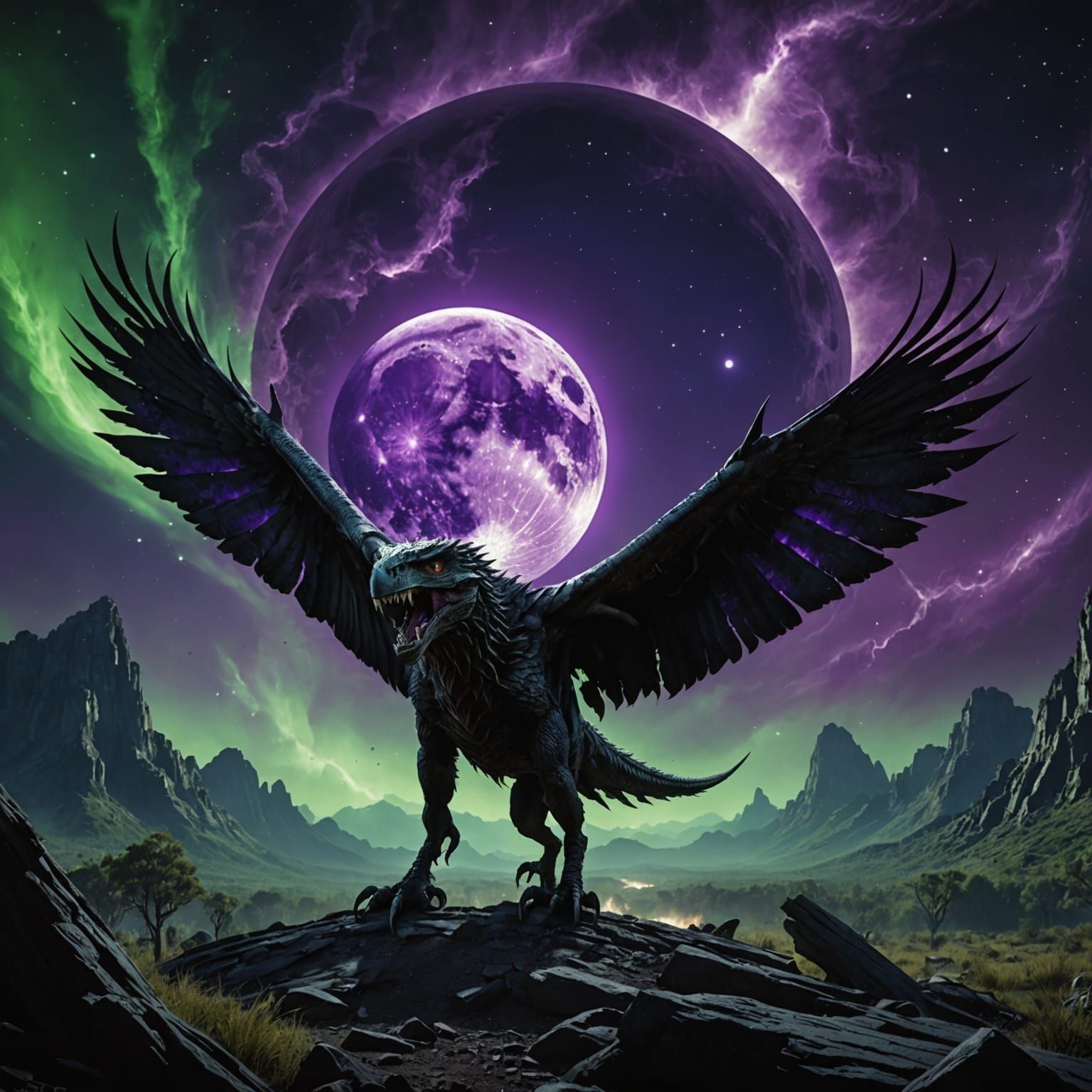 Exploding Horror Moon in Dark Fantasy Style