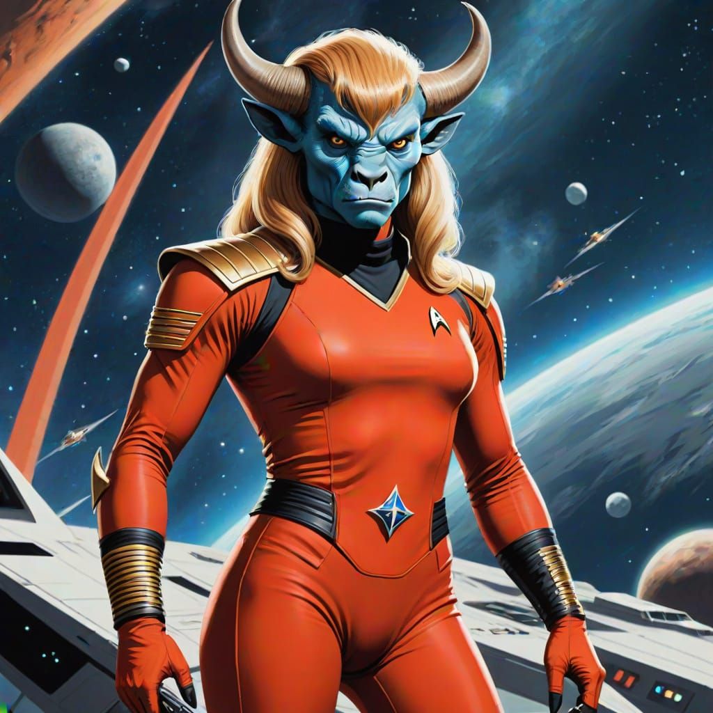 Minotaur Star Trek Crew Member in Barbarella Style