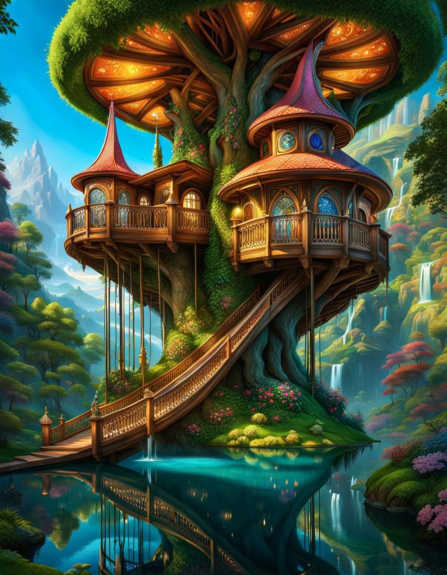 Enormous Fairy Treehouse with Crystal Waterslide