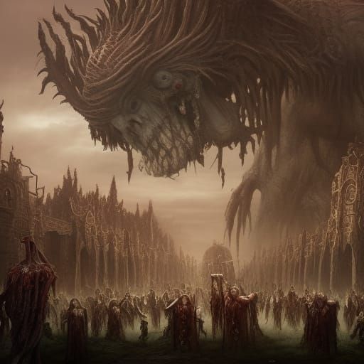 Zombie Roman Legion Ritual: Detailed Matte Painting